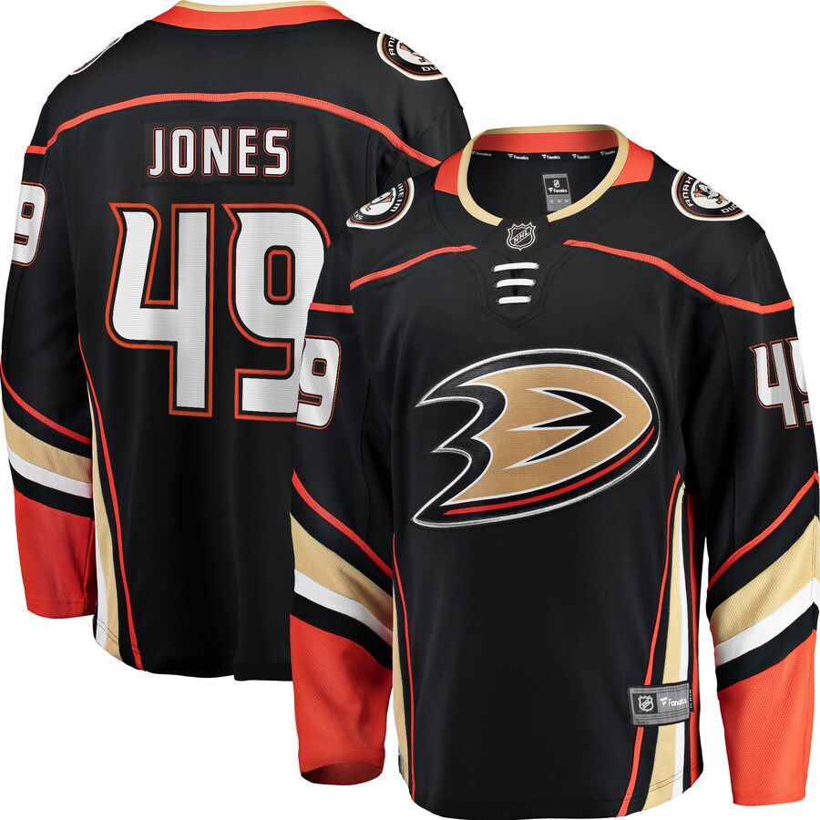 Men Anaheim Ducks #49 Max Jones Fanatics Branded Black Breakaway Player NHL Jersey